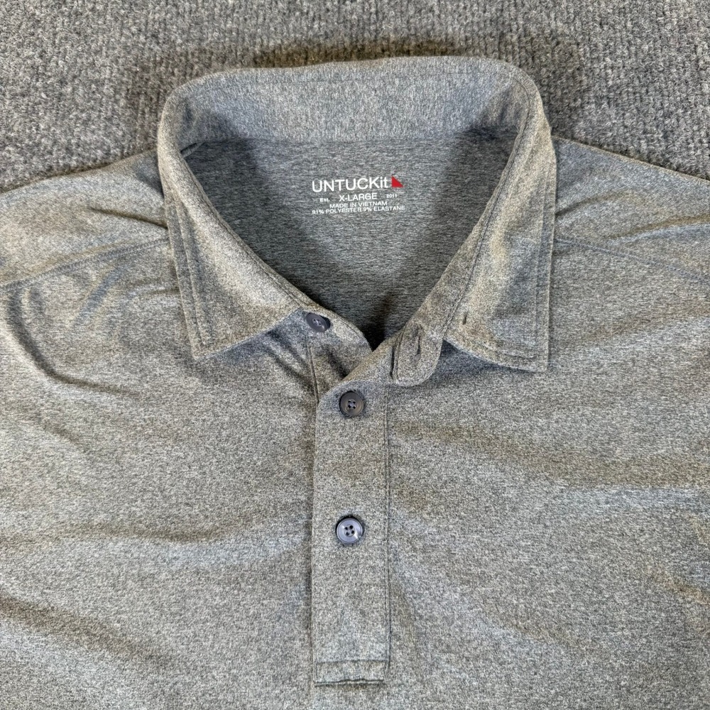 UNTUCKit Men XL Gray Short Sleeve Performance Stretch Polo Shirt Heathered #3910
